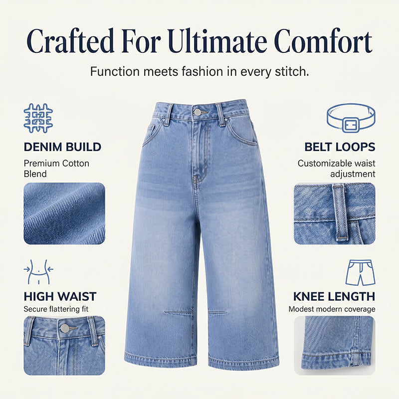 Women's Relaxed-Fit Denim Bermuda Shorts