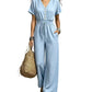 Women's Waist-Defining V-Neck Jumpsuit