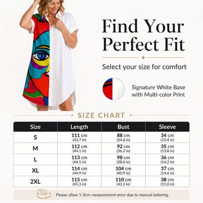 Women's Artistic Portrait Printed Shirt Dress