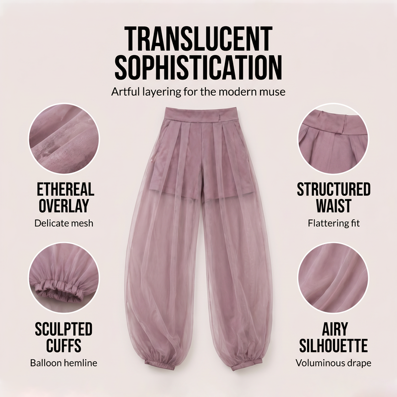 Women's Mesh Panel Lantern Pants