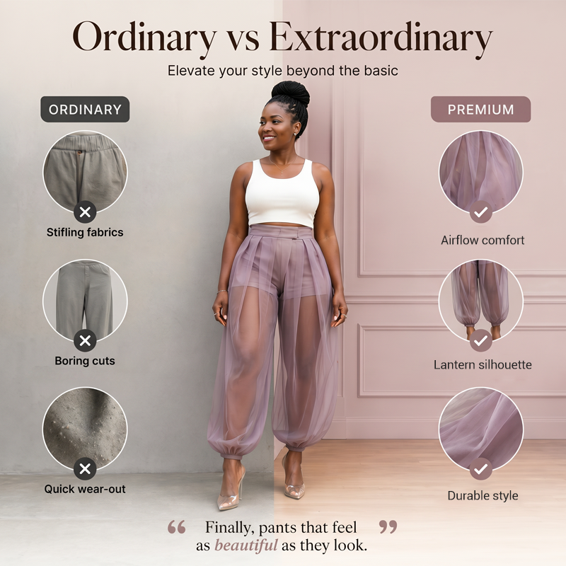 Women's Mesh Panel Lantern Pants