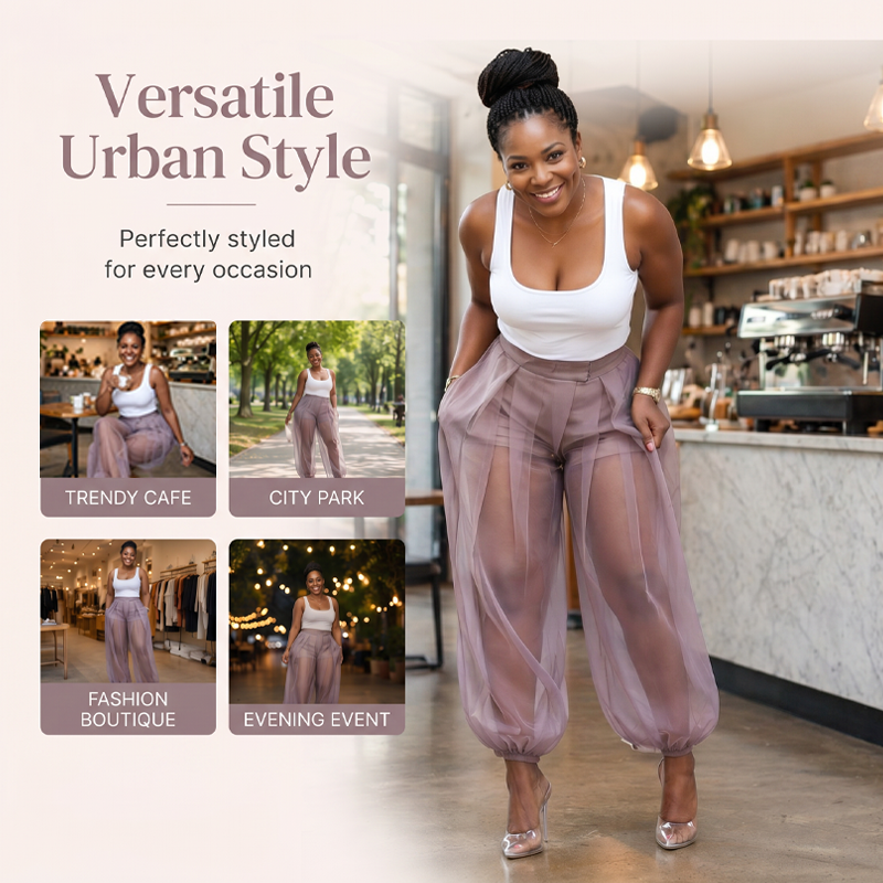 Women's Mesh Panel Lantern Pants