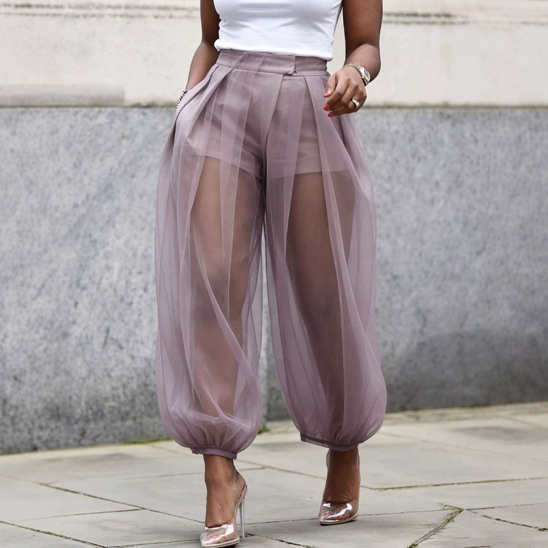 Women's Mesh Panel Lantern Pants