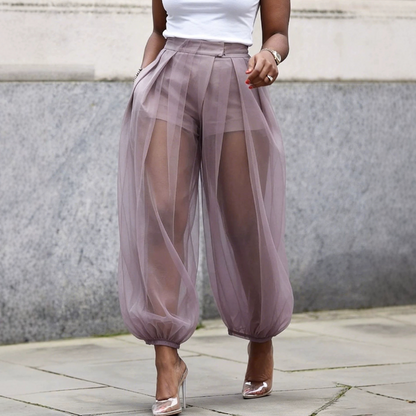 Women's Mesh Panel Lantern Pants