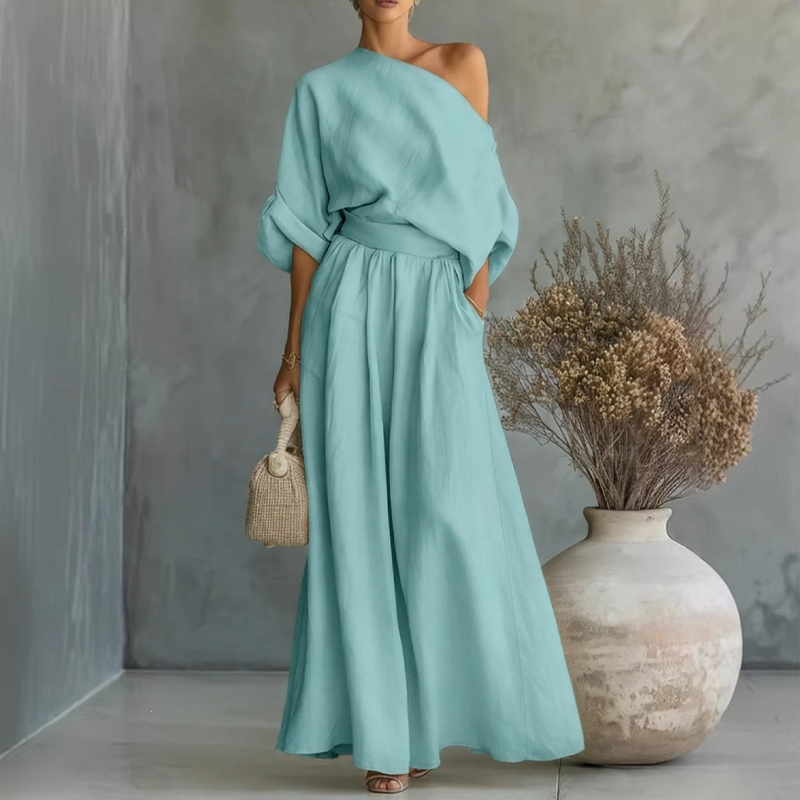 🔥New Arrivals & Special Offers-Women's Off-Shoulder Top and Wide-Leg Pants Set