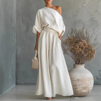 🔥New Arrivals & Special Offers-Women's Off-Shoulder Top and Wide-Leg Pants Set