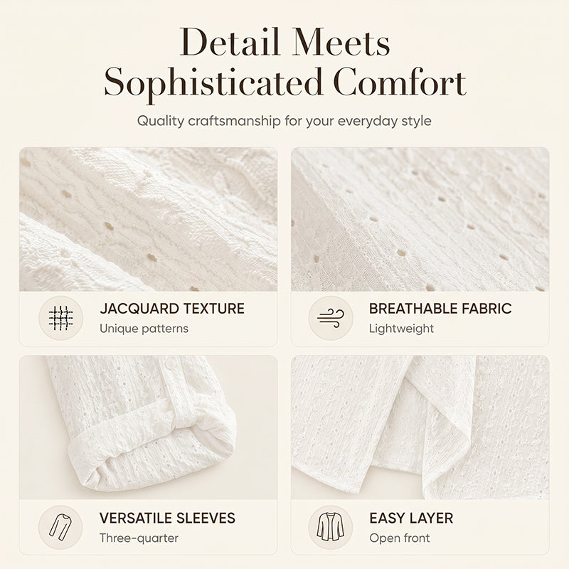 Women's Casual Textured Open Front Cardigan