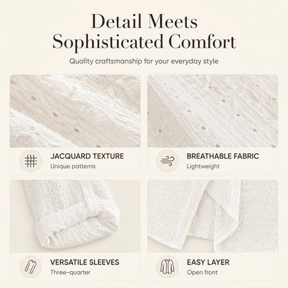 Women's Casual Textured Open Front Cardigan