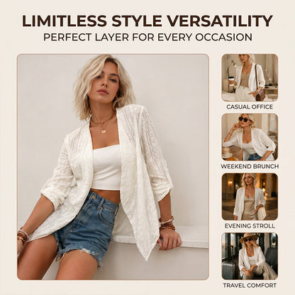 Women's Casual Textured Open Front Cardigan