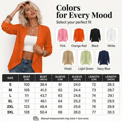 Women's Casual Textured Open Front Cardigan