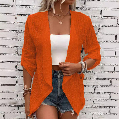 Women's Casual Textured Open Front Cardigan