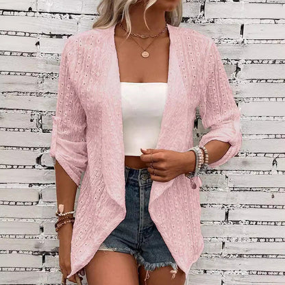 Women's Casual Textured Open Front Cardigan