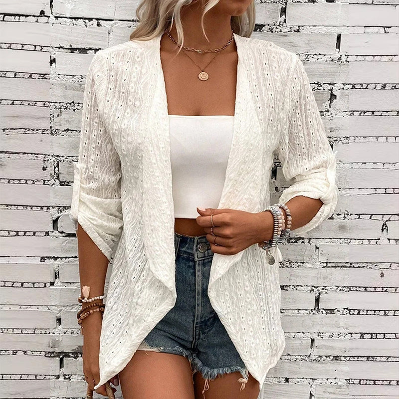 Women's Casual Textured Open Front Cardigan