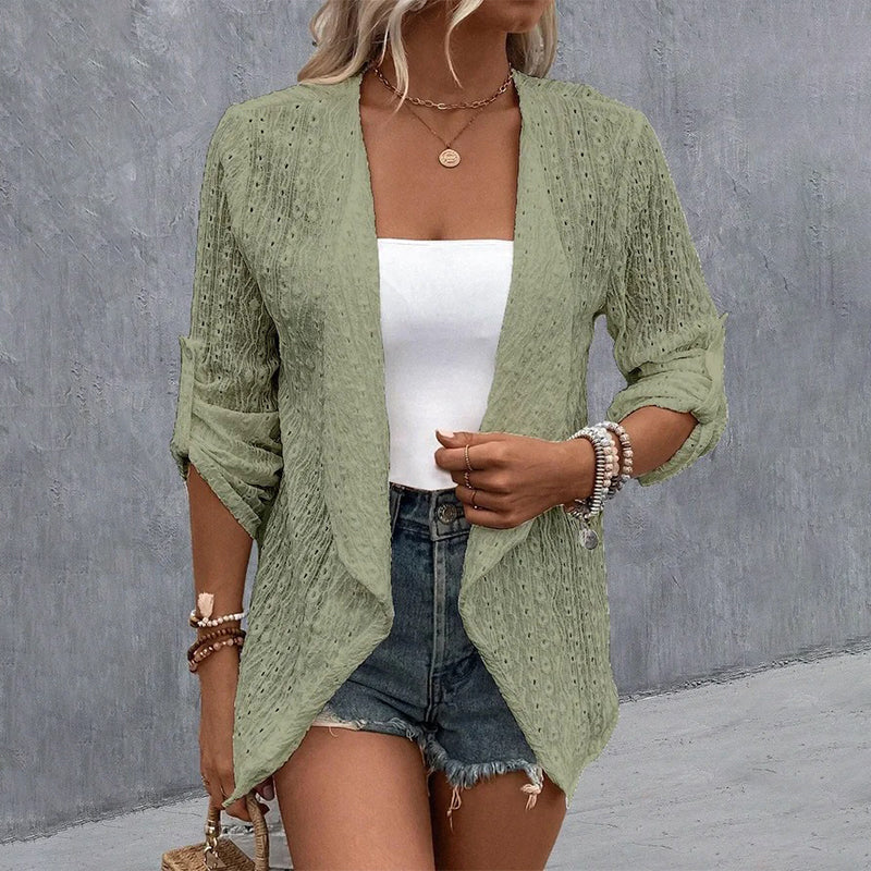 Women's Casual Textured Open Front Cardigan