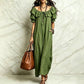 Women's Bohemian Ruffle Neck Maxi Dress