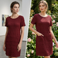 Women's Round Neck Textured Knee-Length Dress