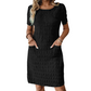 Women's Round Neck Textured Knee-Length Dress