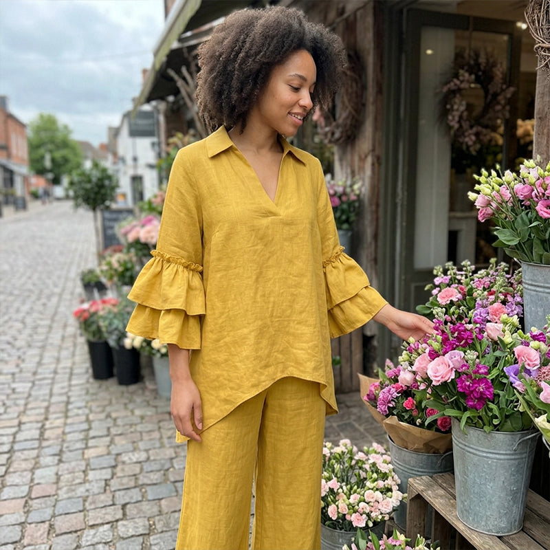 Women's Minimalist Long Sleeve Top & Wide Leg Pants