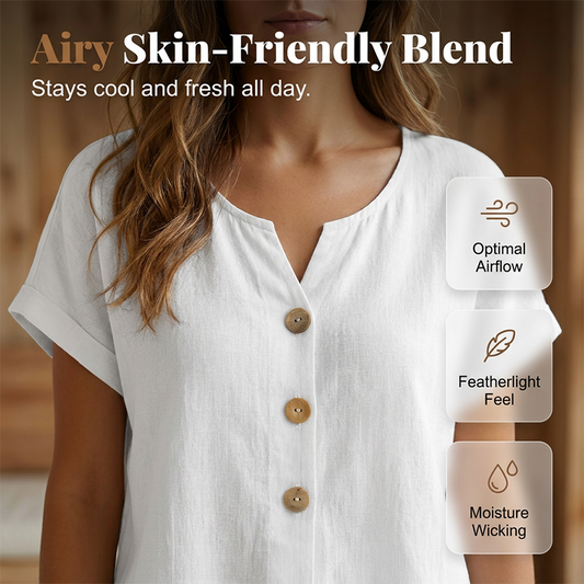 🎁2026 New Arrivals 50% OFF💥Women's V-Neck Button Casual T-Shirt