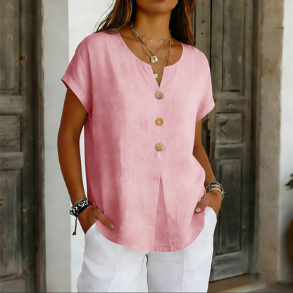 🎁2026 New Arrivals 50% OFF💥Women's V-Neck Button Casual T-Shirt