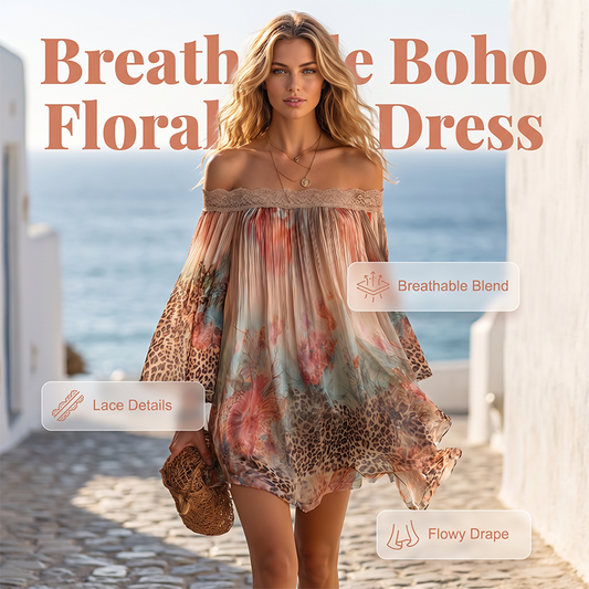 Women’s Off-Shoulder Floral Leopard Print Mini Dress