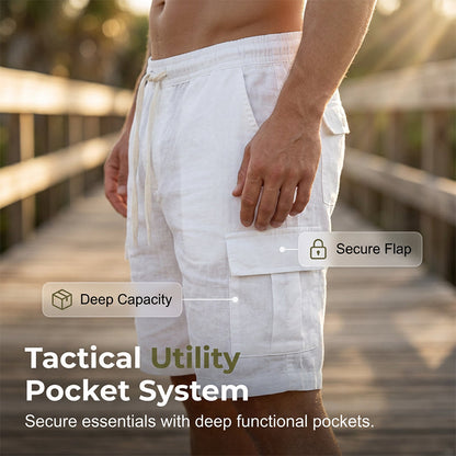 Men's Cotton Linen Multi-Pocket Breathable Shorts
