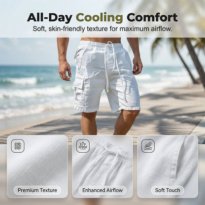 Men's Cotton Linen Multi-Pocket Breathable Shorts