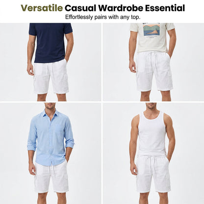 Men's Cotton Linen Multi-Pocket Breathable Shorts