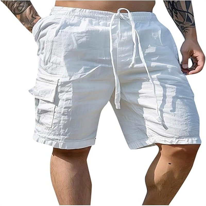 Men's Cotton Linen Multi-Pocket Breathable Shorts