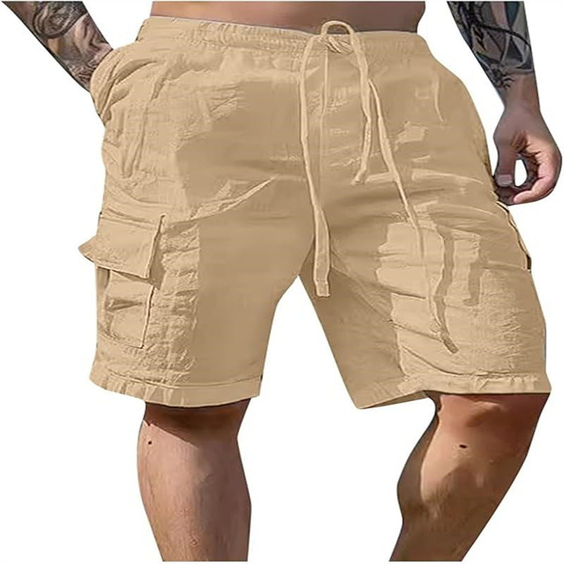 Men's Cotton Linen Multi-Pocket Breathable Shorts