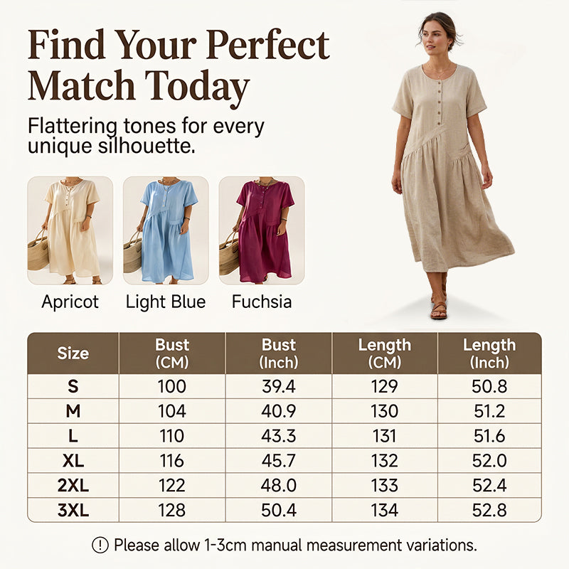 Women's Button-Front Short Sleeve Maxi Dress