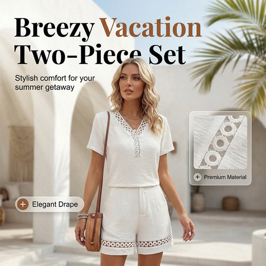 🔥Last-Day Sale-Women's V Neck Short Sleeve Top and Shorts Set