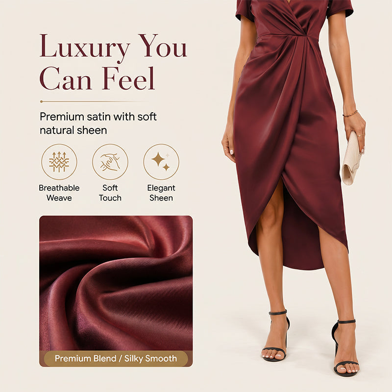 🔥New Arrivals & Special Offers-Women's Short Sleeve V-Neck Asymmetrical Wrap Dress