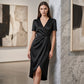 🔥New Arrivals & Special Offers-Women's Short Sleeve V-Neck Asymmetrical Wrap Dress