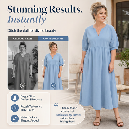 Women's Casual V-Neck Maxi Dress with Pockets