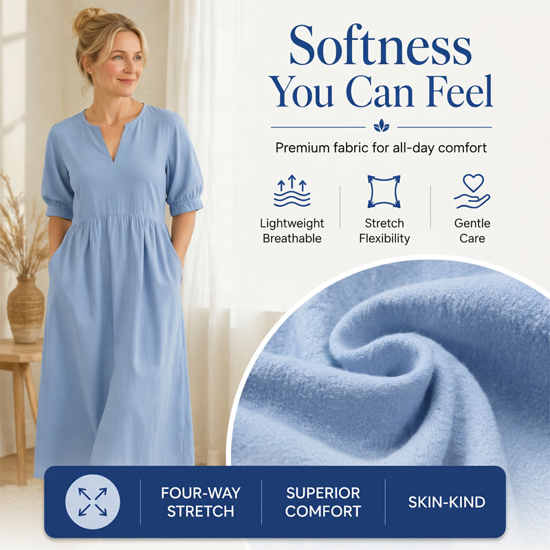 Women's Casual V-Neck Maxi Dress with Pockets