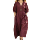 Women's Casual V-Neck Maxi Dress with Pockets