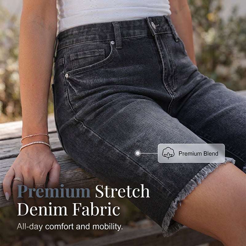 Women’s Casual High Waisted Fringed Denim Shorts