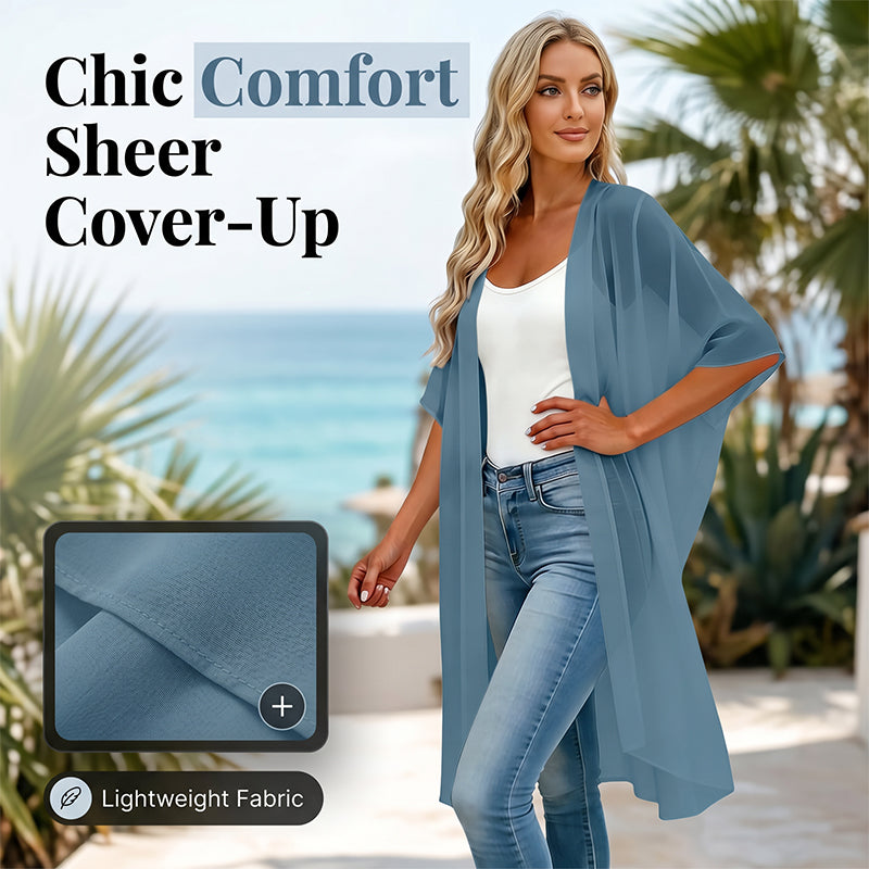 Women's Loose Solid Color Cover-Up Dress with Square Neck and Bow-Knot