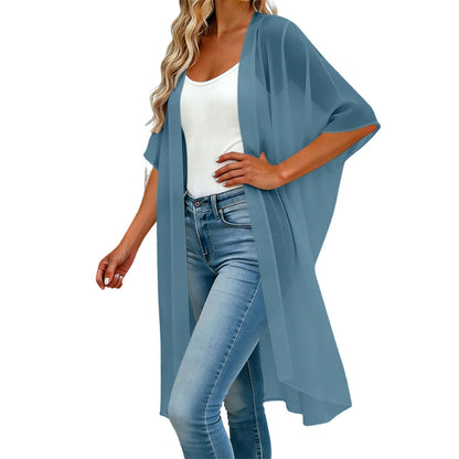 Women's Loose Solid Color Cover-Up Dress with Square Neck and Bow-Knot
