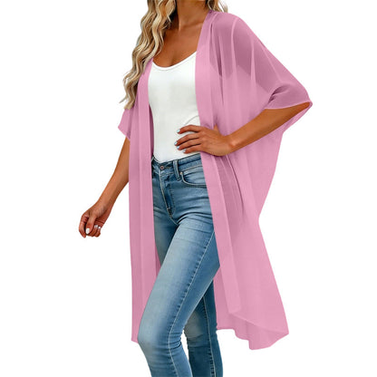 Women's Loose Solid Color Cover-Up Dress with Square Neck and Bow-Knot