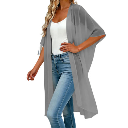 Women's Loose Solid Color Cover-Up Dress with Square Neck and Bow-Knot
