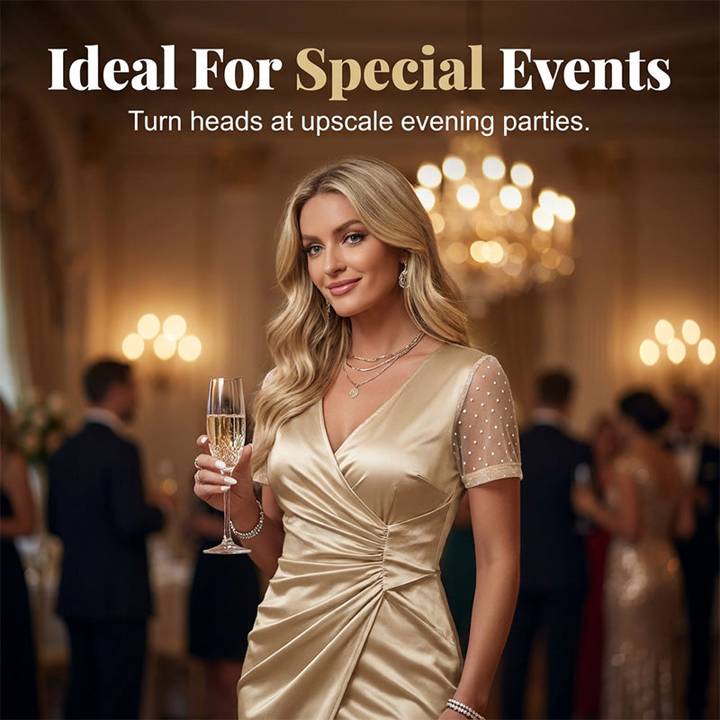 Women's V-Neck High Waist Cocktail Dress