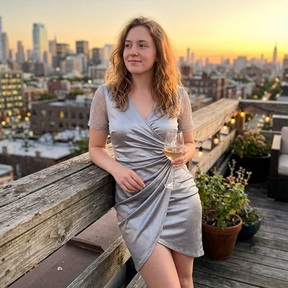 Women's V-Neck High Waist Cocktail Dress