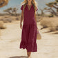 Women's Flowy Button V-Neck Maxi Dress