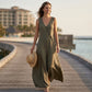 Women's Sleeveless V-Neck Jumpsuit with Pockets