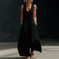 Women's Sleeveless V-Neck Jumpsuit with Pockets