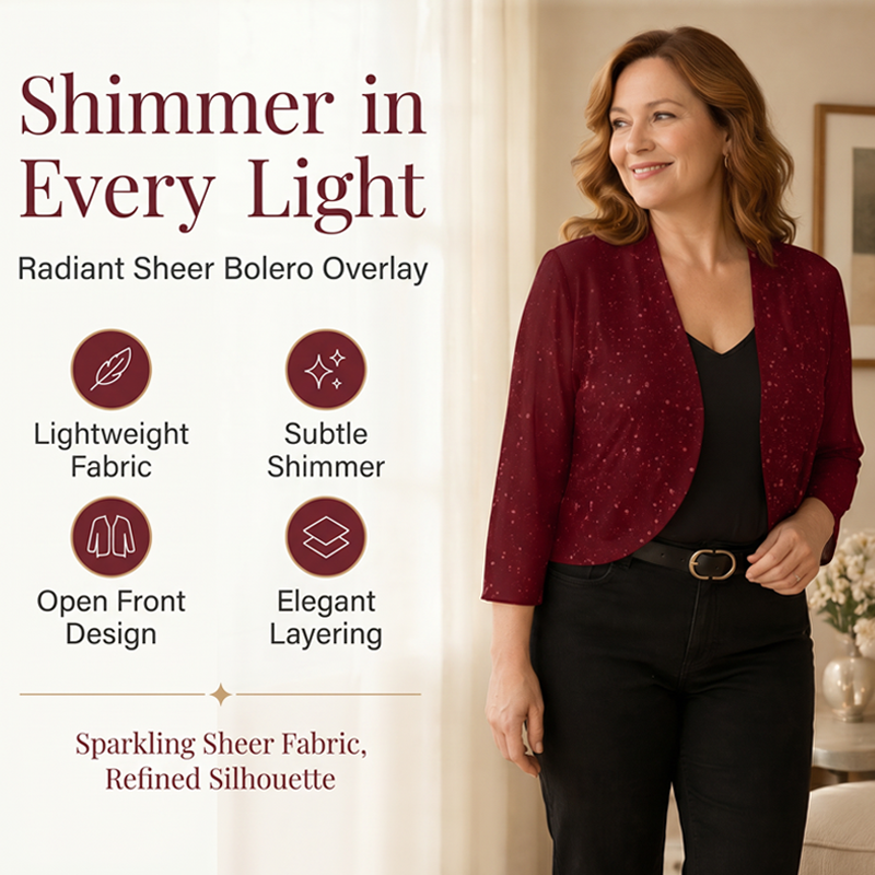 Women's Shimmer Mesh Open-Front Cardigan