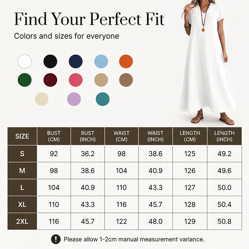 Women's Short Sleeve V-Neck Maxi Dress