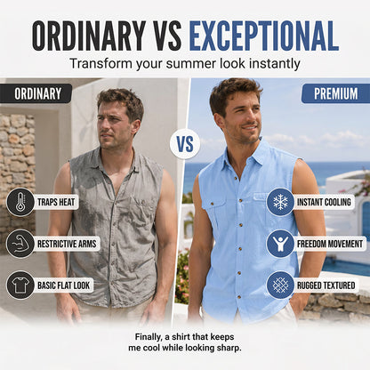 Men's Summer Sleeveless Button-Down Shirt